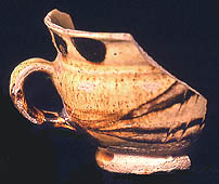 North Staffordshire pottery with coloured slips, with glaze